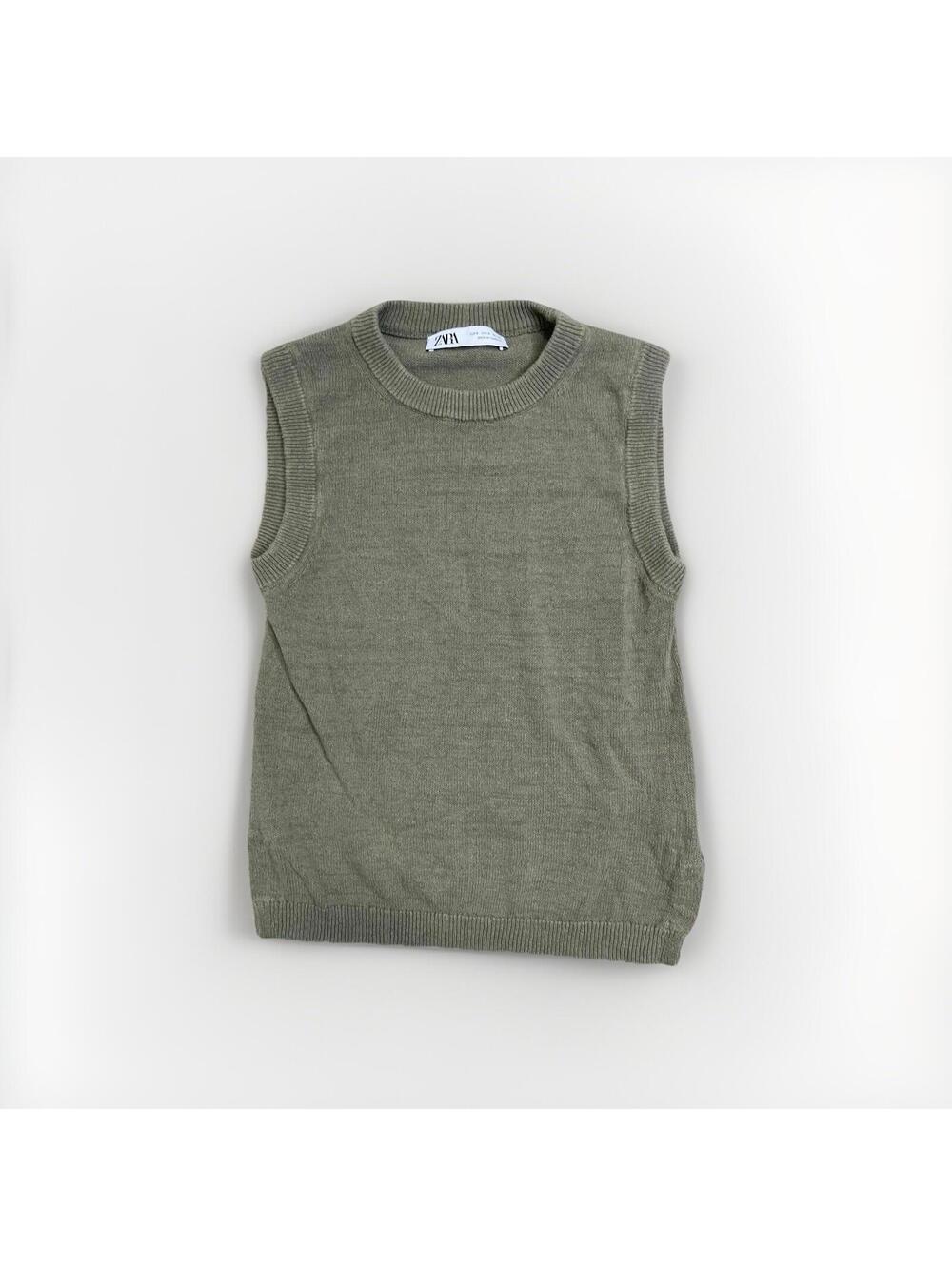Zara Womens Sleeveless Sweater Top Green Size S